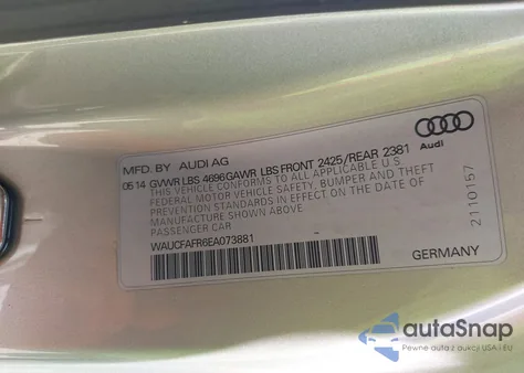 2014 Audi A5 2.0T Premium из США, поврежденный, VIN WAUCFAFR6EA073881